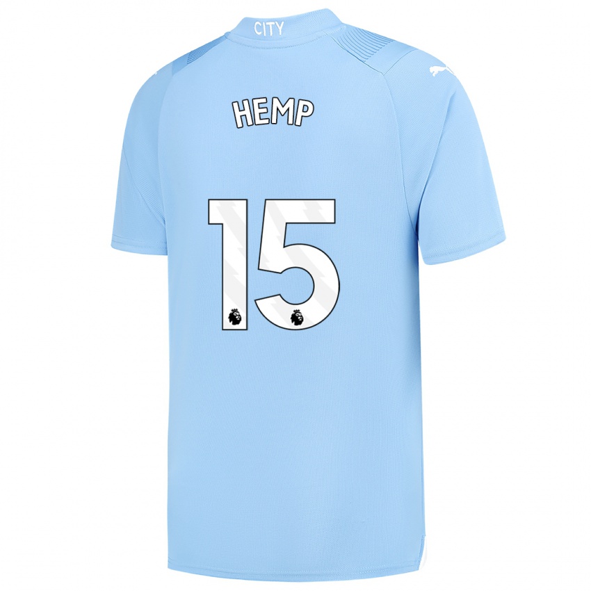 Hombre Camiseta Lauren Hemp #15 Azul Claro 1ª Equipación 2023/24 La Camisa México