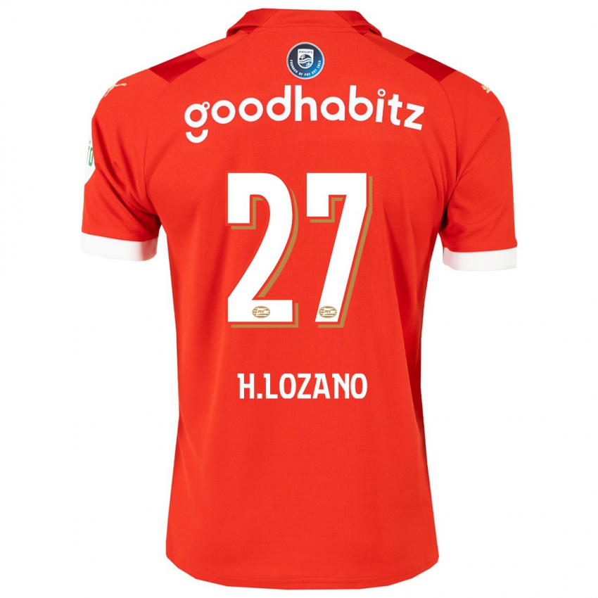 Hombre Camiseta Hirving Lozano #27 Rojo 1ª Equipación 2023/24 La Camisa México
