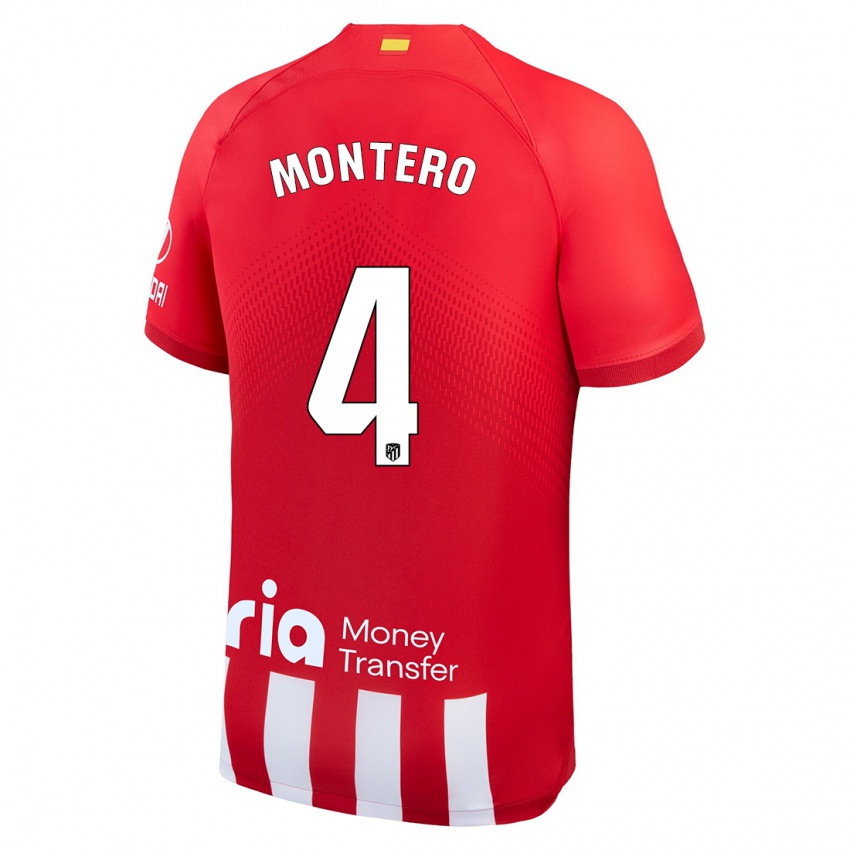 Hombre Camiseta Francisco Montero #4 Rojo Blanco 1ª Equipación 2023/24 La Camisa México
