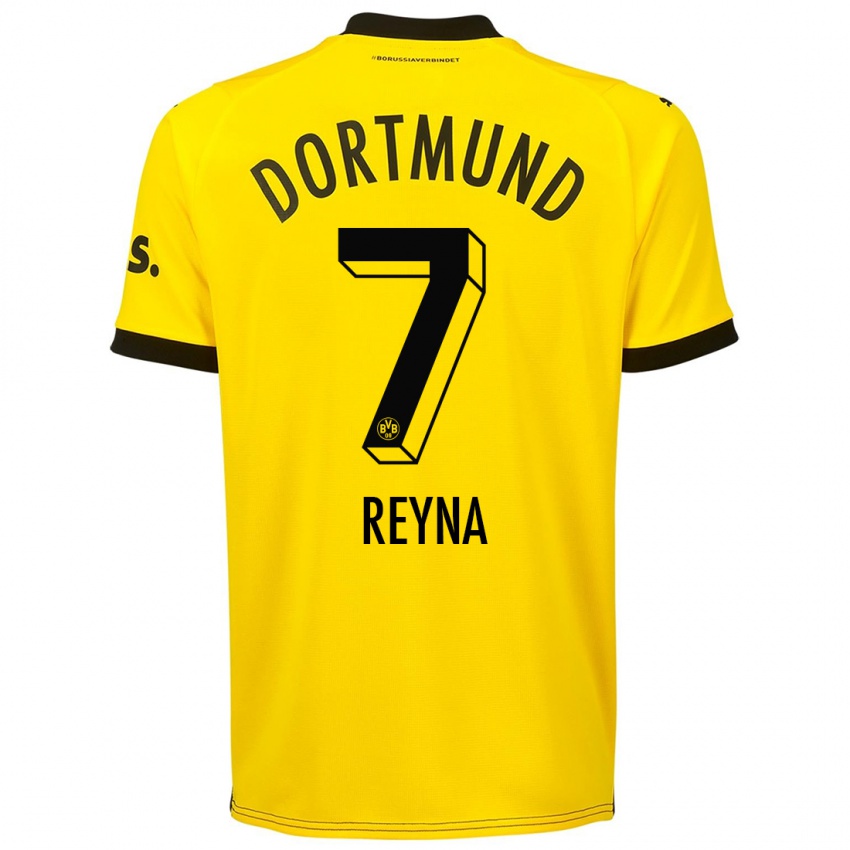 Hombre Camiseta Giovanni Reyna #7 Amarillo 1ª Equipación 2023/24 La Camisa México