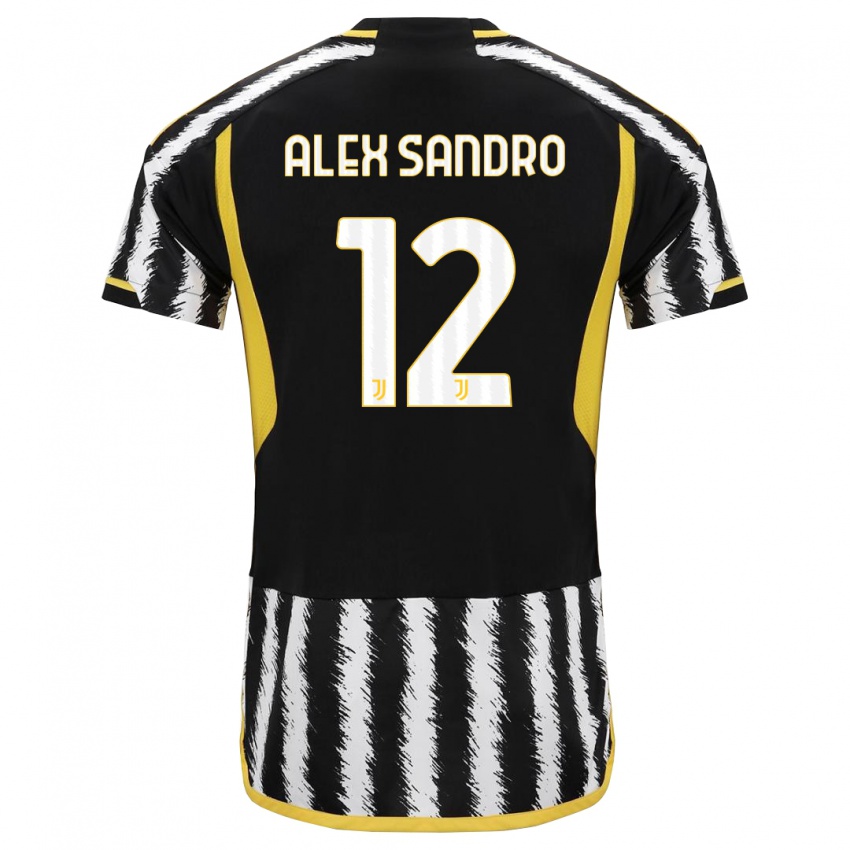 Hombre Camiseta Alex Sandro #12 Blanco Negro 1ª Equipación 2023/24 La Camisa México