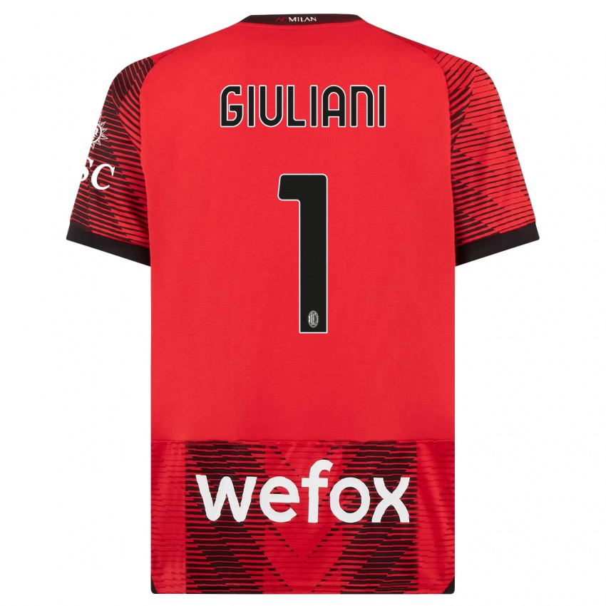 Hombre Camiseta Laura Giuliani #1 Negro Rojo 1ª Equipación 2023/24 La Camisa México