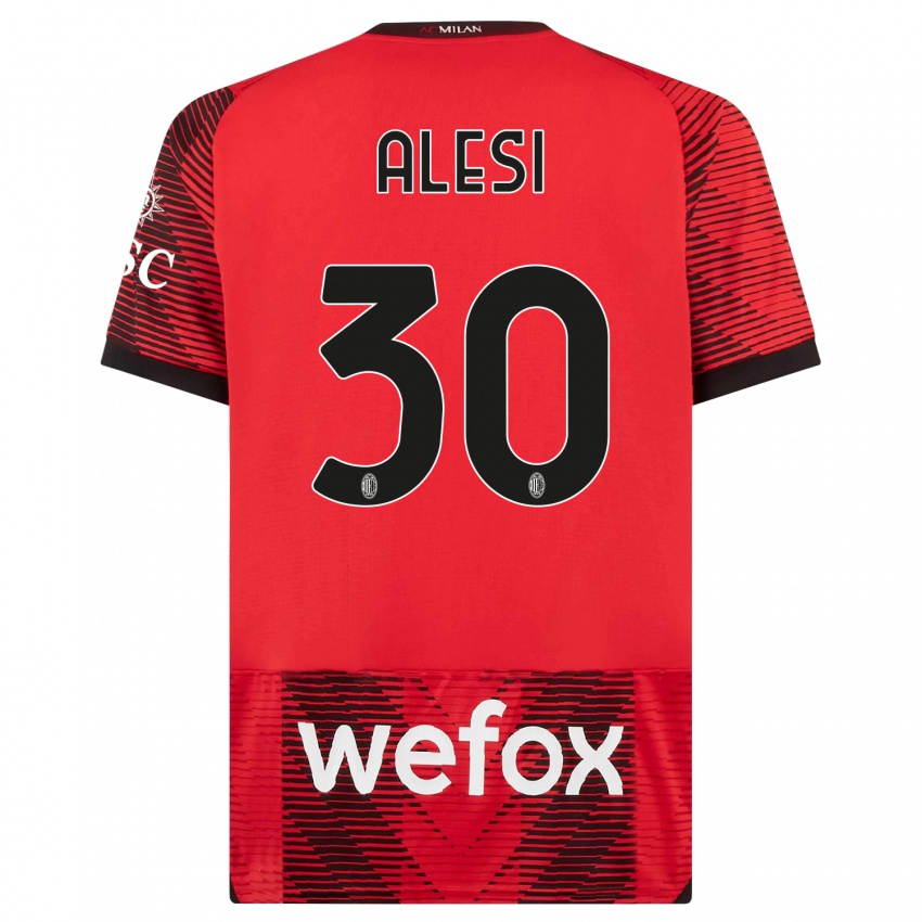 Hombre Camiseta Gabriele Alesi #30 Negro Rojo 1ª Equipación 2023/24 La Camisa México