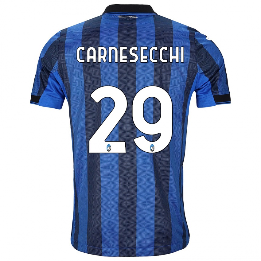 Hombre Camiseta Marco Carnesecchi #29 Azul Negro 1ª Equipación 2023/24 La Camisa México