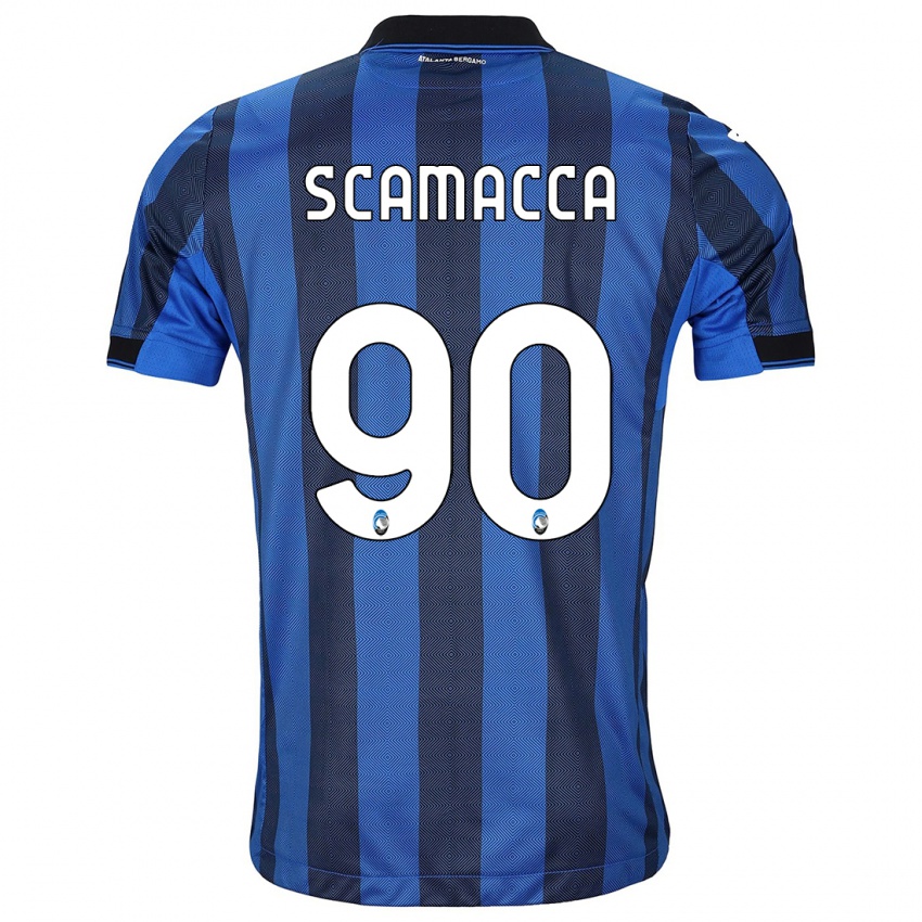 Hombre Camiseta Gianluca Scamacca #90 Azul Negro 1ª Equipación 2023/24 La Camisa México