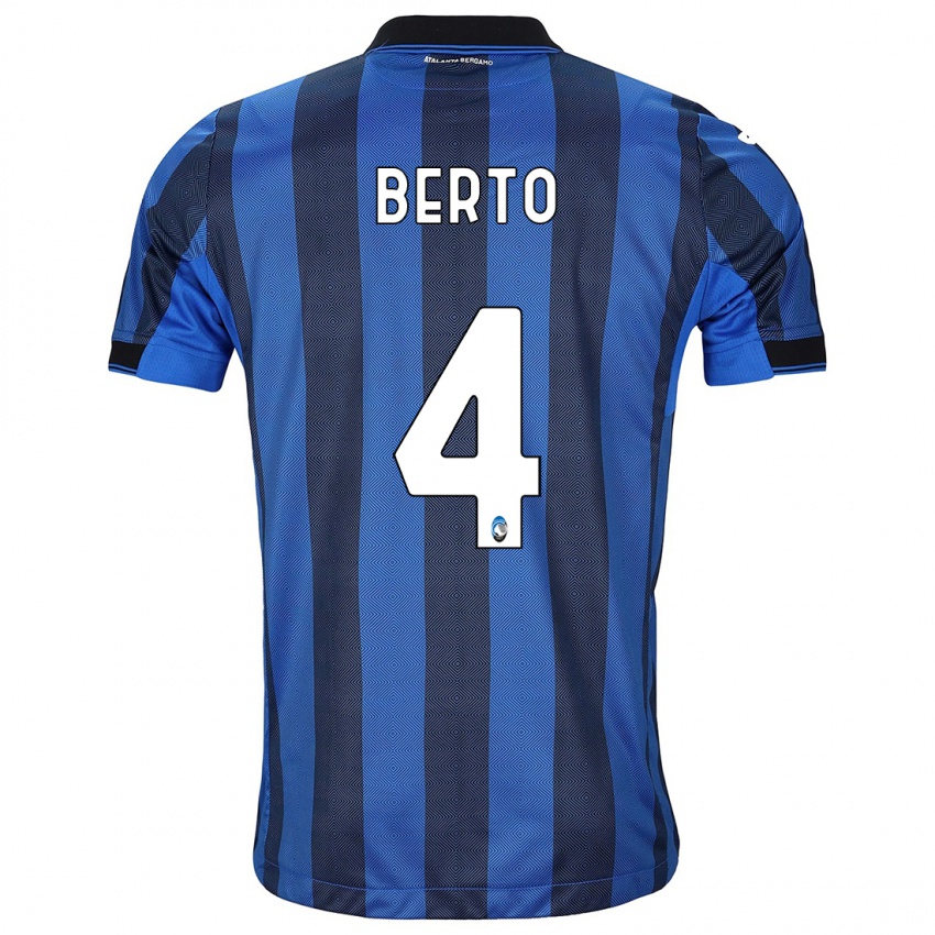 Hombre Camiseta Gabriele Berto #4 Azul Negro 1ª Equipación 2023/24 La Camisa México