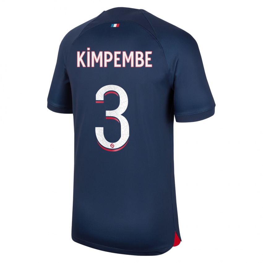 Hombre Camiseta Presnel Kimpembe #3 Azul Rojo 1ª Equipación 2023/24 La Camisa México