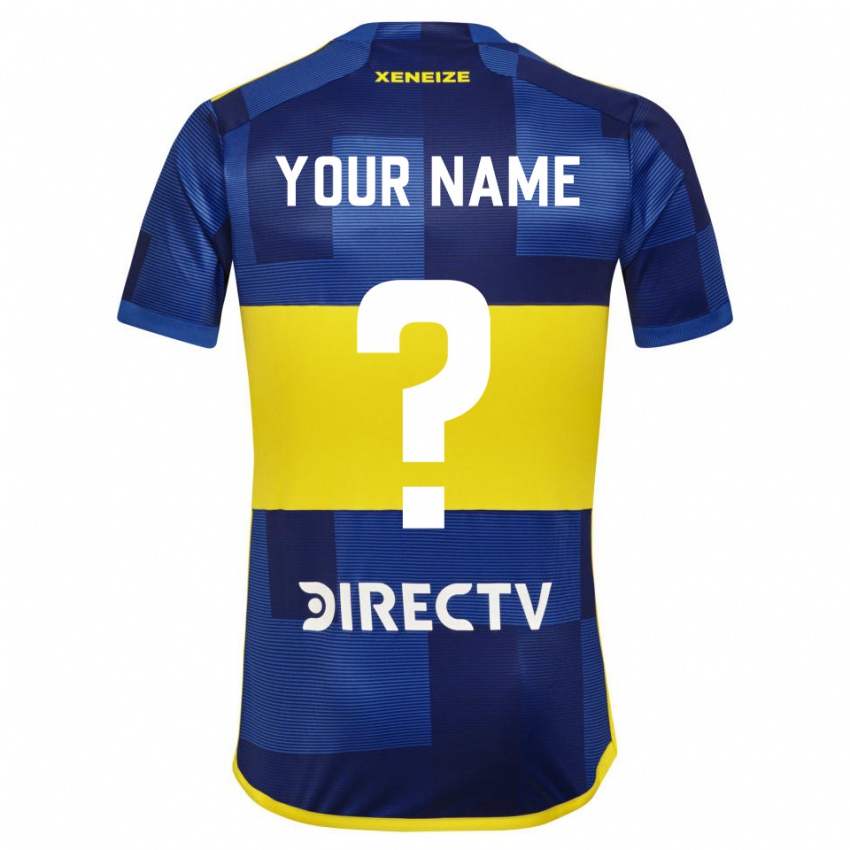 Hombre Camiseta Su Nombre #0 Azul Oscuro Amarillo 1ª Equipación 2023/24 La Camisa México