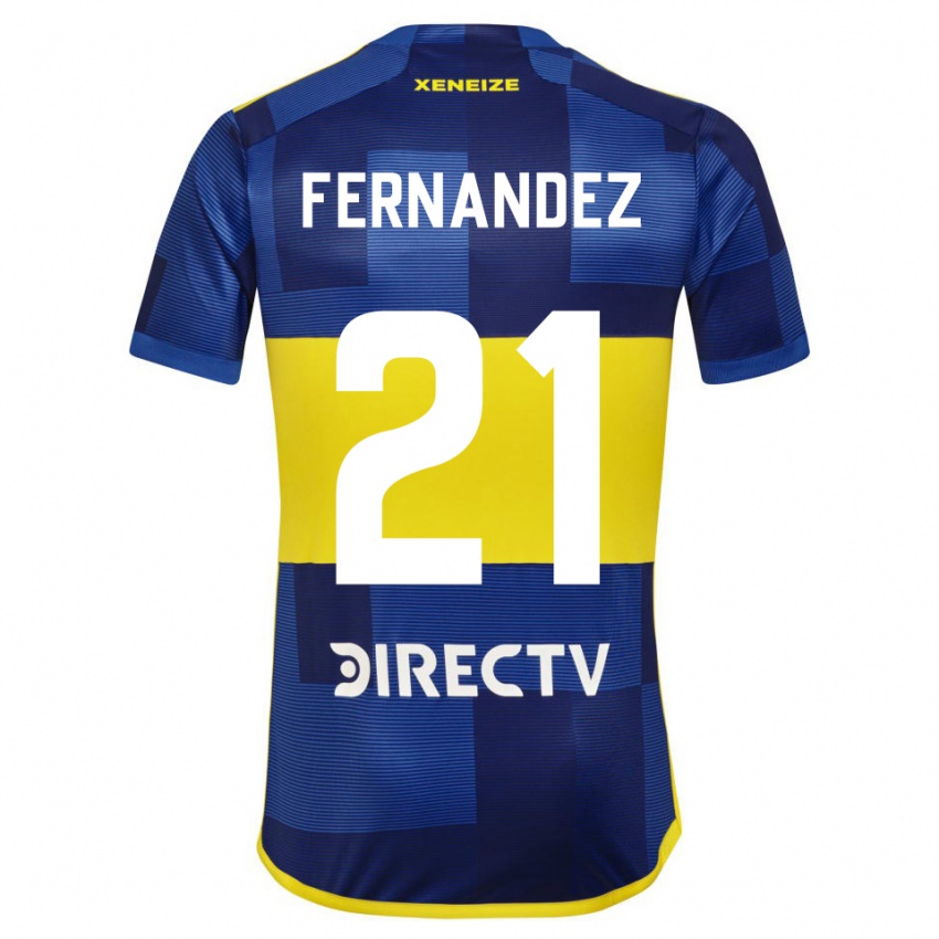 Hombre Camiseta Ezequiel Fernandez #21 Azul Oscuro Amarillo 1ª Equipación 2023/24 La Camisa México
