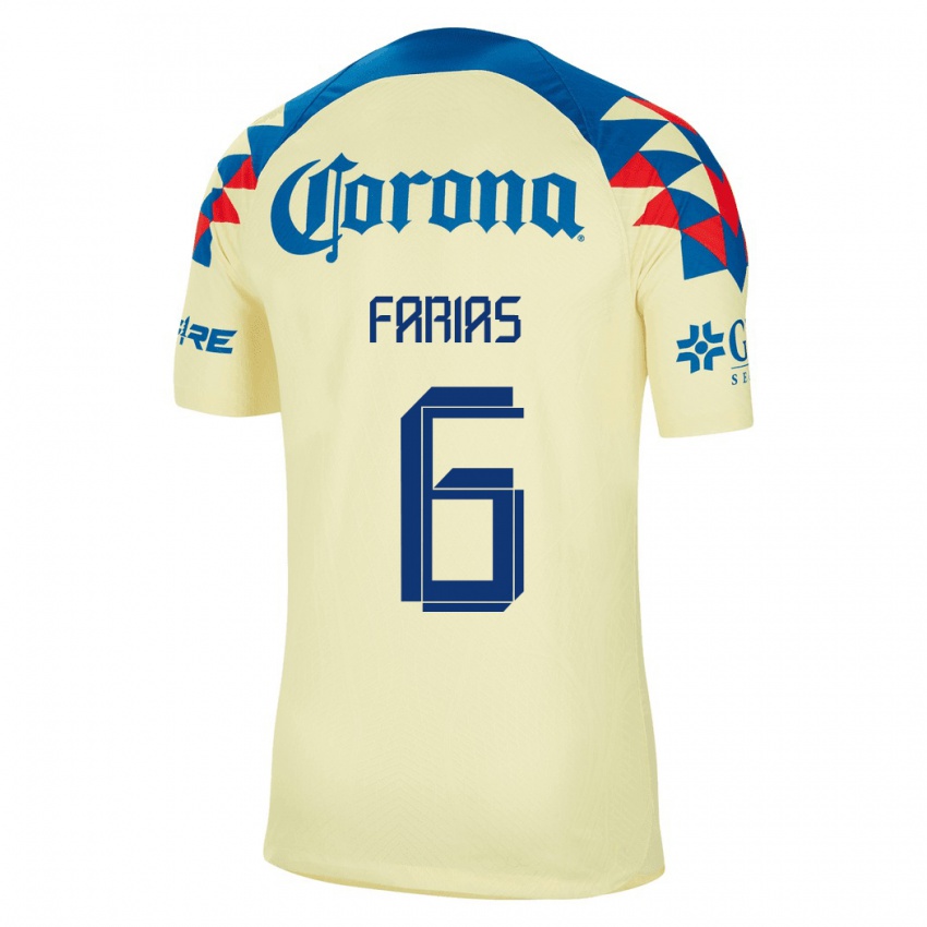 Hombre Camiseta Janelly Farias #6 Amarillo 1ª Equipación 2023/24 La Camisa México