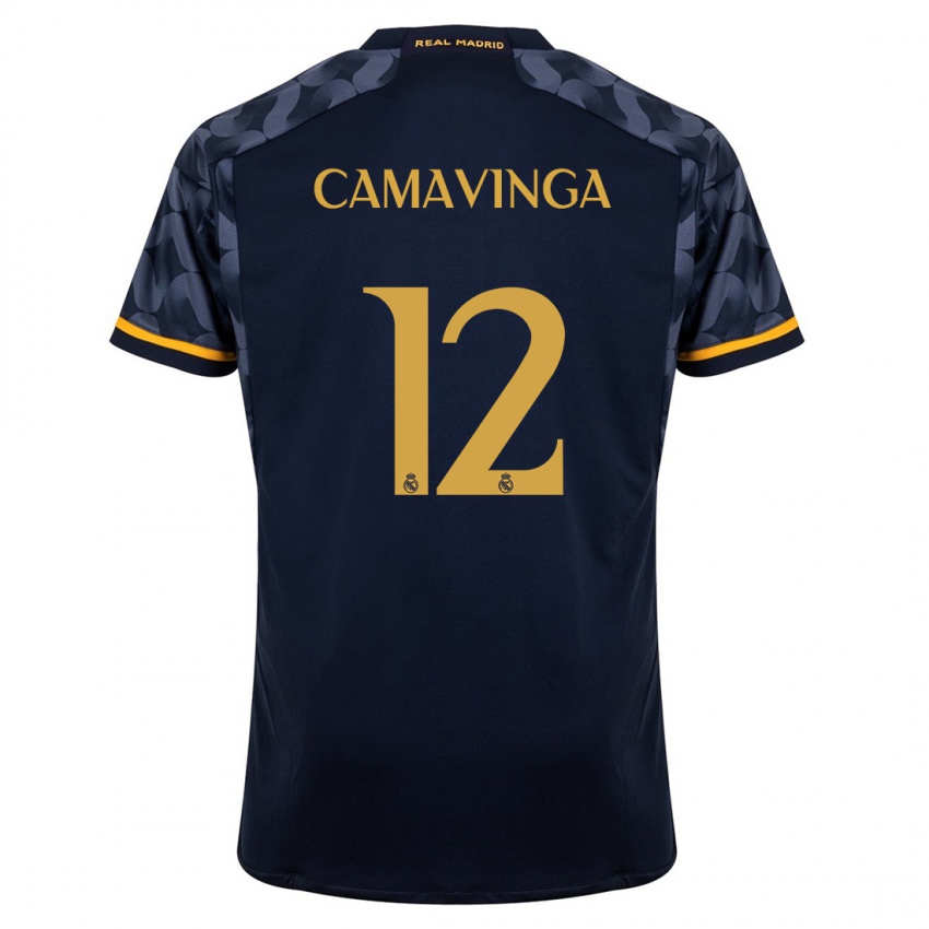 Hombre Camiseta Eduardo Camavinga #12 Azul Oscuro 2ª Equipación 2023/24 La Camisa México