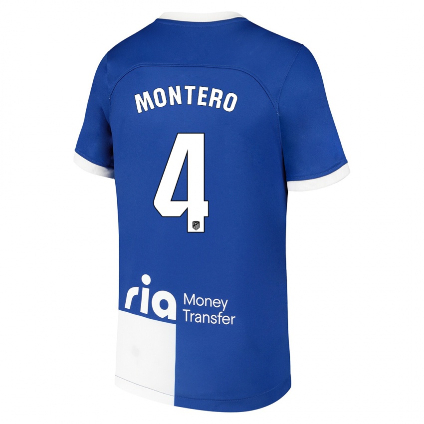 Hombre Camiseta Francisco Montero #4 Azul Blanco 2ª Equipación 2023/24 La Camisa México