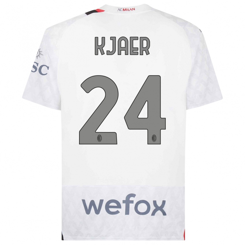 Hombre Camiseta Simon Kaer #24 Blanco 2ª Equipación 2023/24 La Camisa México