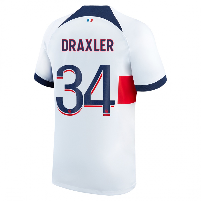 Hombre Camiseta Julian Draxler #34 Blanco 2ª Equipación 2023/24 La Camisa México