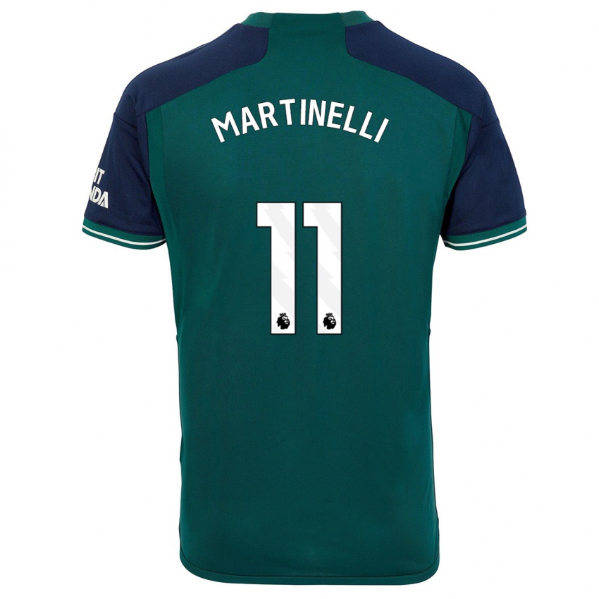 Hombre Camiseta Gabriel Martinelli #11 Verde Equipación Tercera 2023/24 La Camisa México