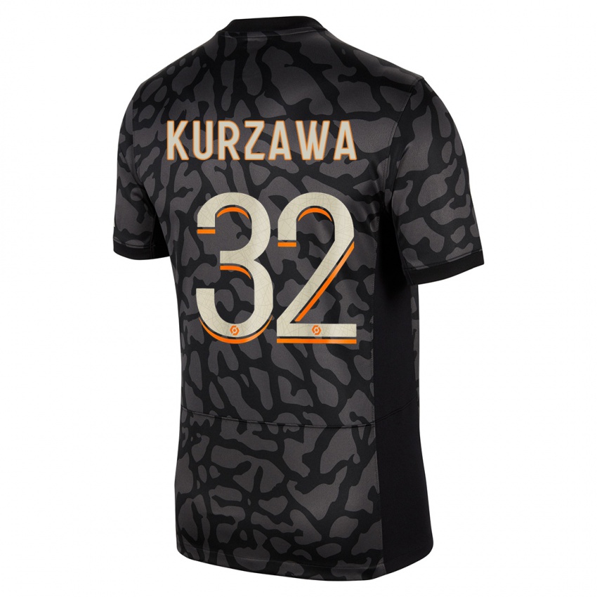 Hombre Camiseta Layvin Kurzawa #32 Negro Equipación Tercera 2023/24 La Camisa México
