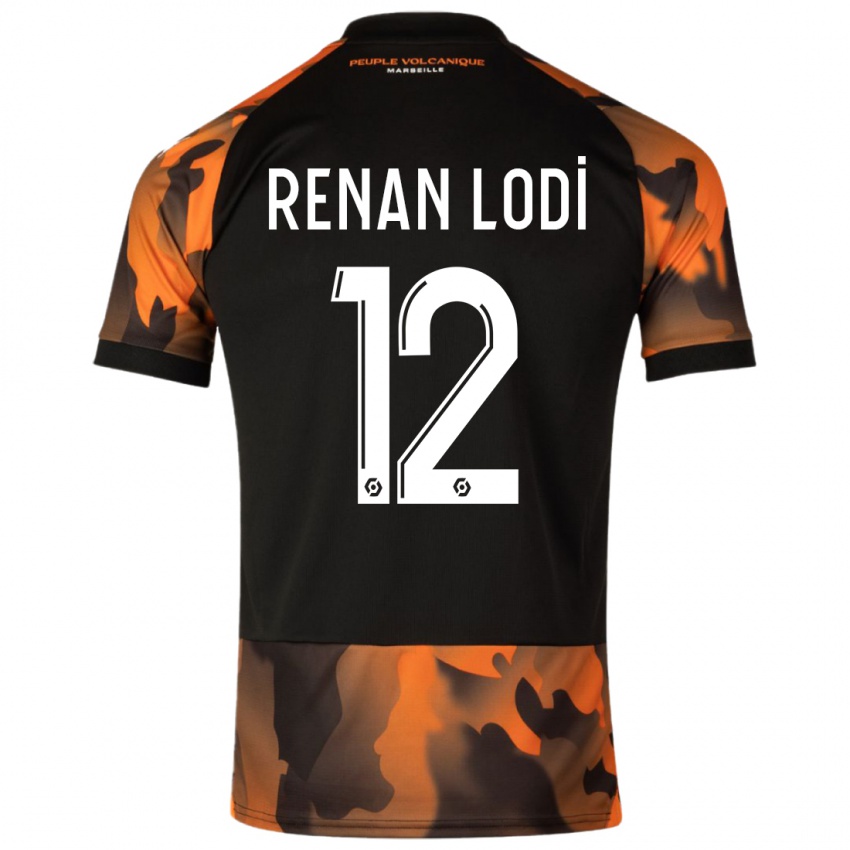 Hombre Camiseta Renan Lodi #12 Negro Naranja Equipación Tercera 2023/24 La Camisa México