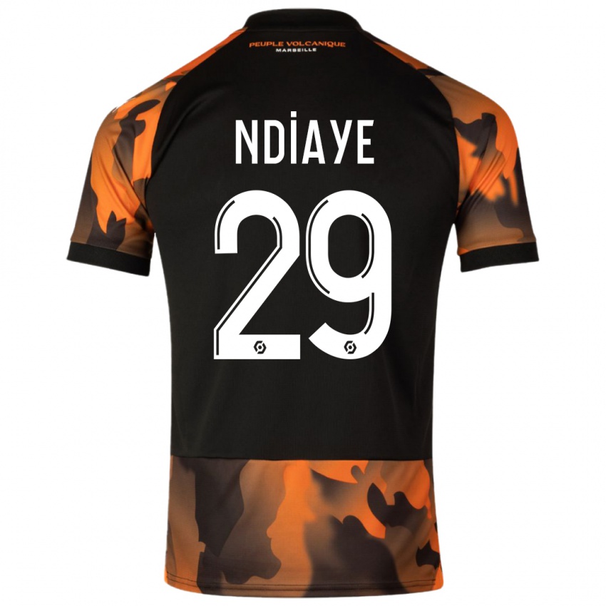 Hombre Camiseta Iliman Ndiaye #29 Negro Naranja Equipación Tercera 2023/24 La Camisa México