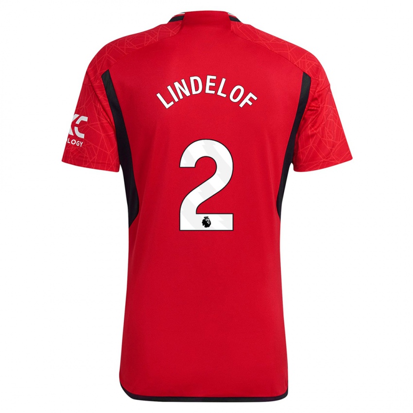 Mujer Camiseta Victor Lindelof #2 Rojo 1ª Equipación 2023/24 La Camisa México