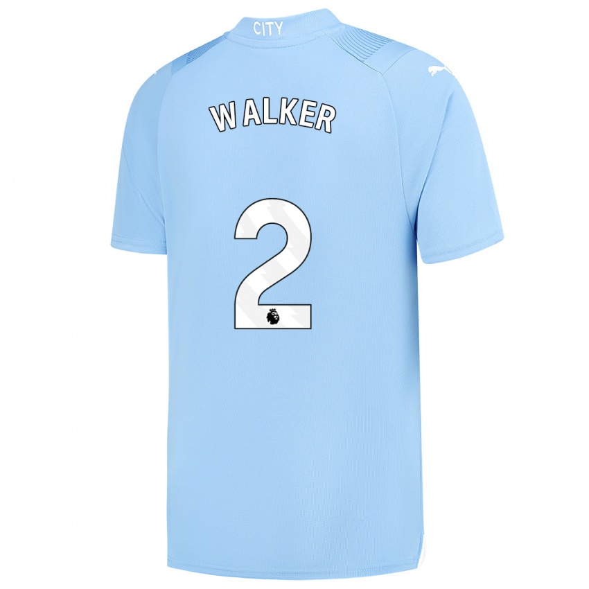 Mujer Camiseta Kyle Walker #2 Azul Claro 1ª Equipación 2023/24 La Camisa México