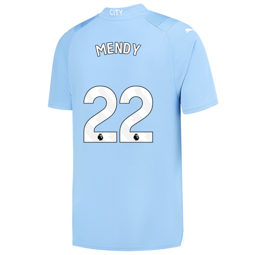 Mujer Camiseta Benjamin Mendy #22 Azul Claro 1ª Equipación 2023/24 La Camisa México