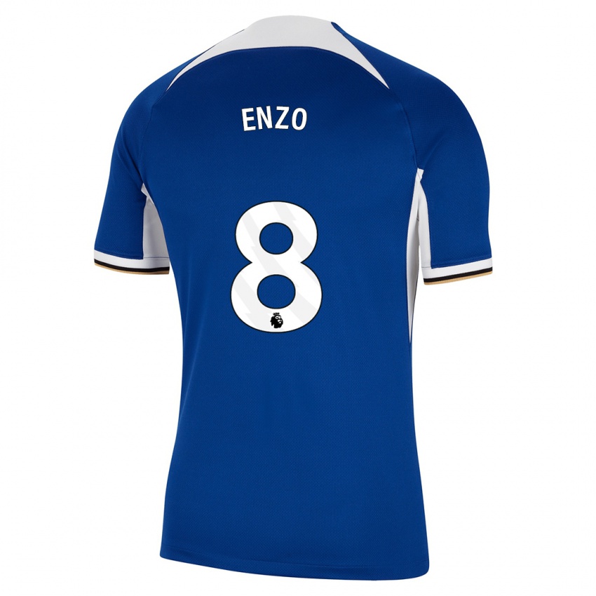 Mujer Camiseta Enzo Fernandez #8 Azul 1ª Equipación 2023/24 La Camisa México
