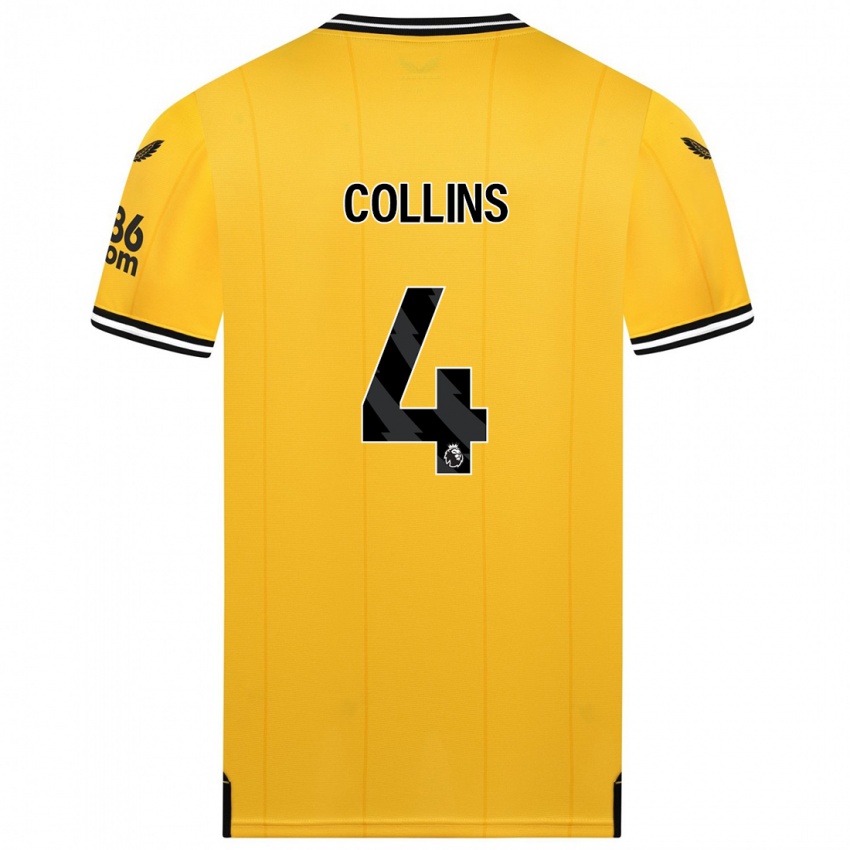 Mujer Camiseta Nathan Collins #4 Amarillo 1ª Equipación 2023/24 La Camisa México