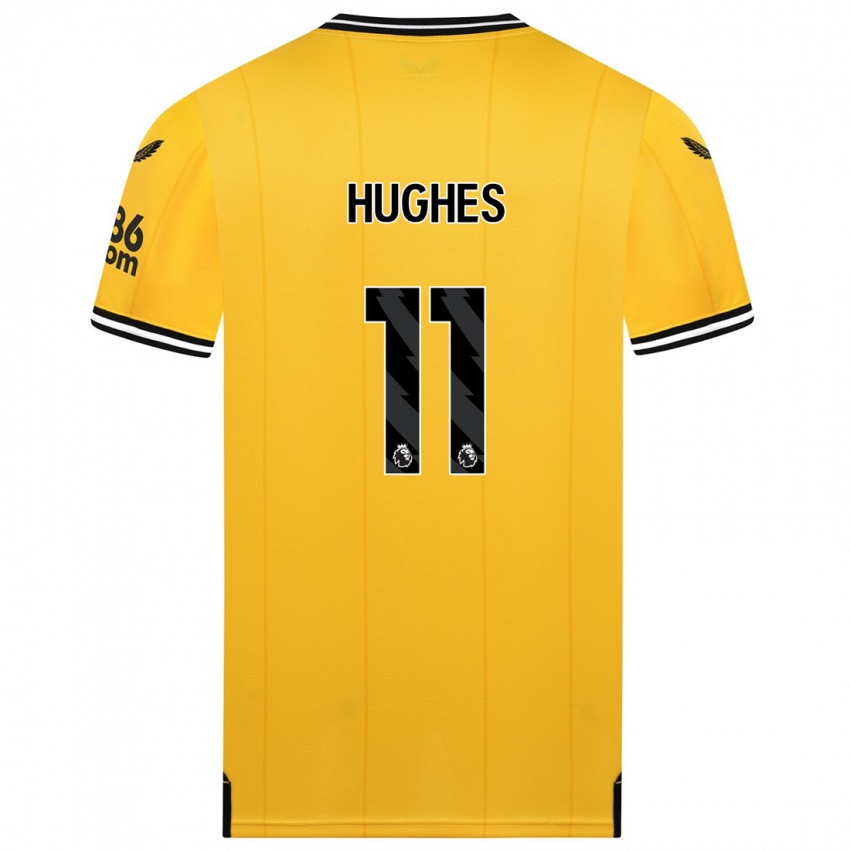 Mujer Camiseta Amber Hughes #11 Amarillo 1ª Equipación 2023/24 La Camisa México