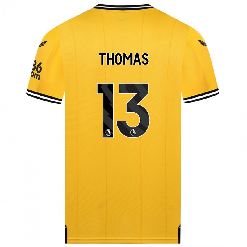 Mujer Camiseta Bec Thomas #13 Amarillo 1ª Equipación 2023/24 La Camisa México