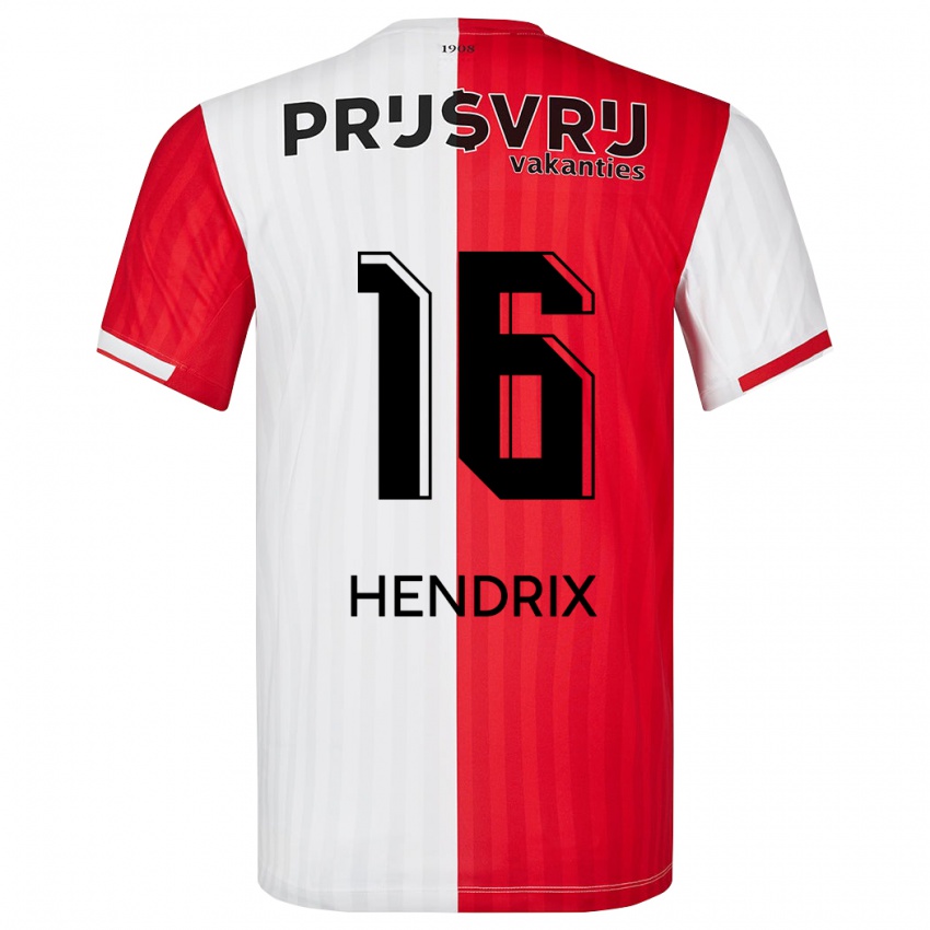 Mujer Camiseta Jorrit Hendrix #16 Rojo Blanco 1ª Equipación 2023/24 La Camisa México