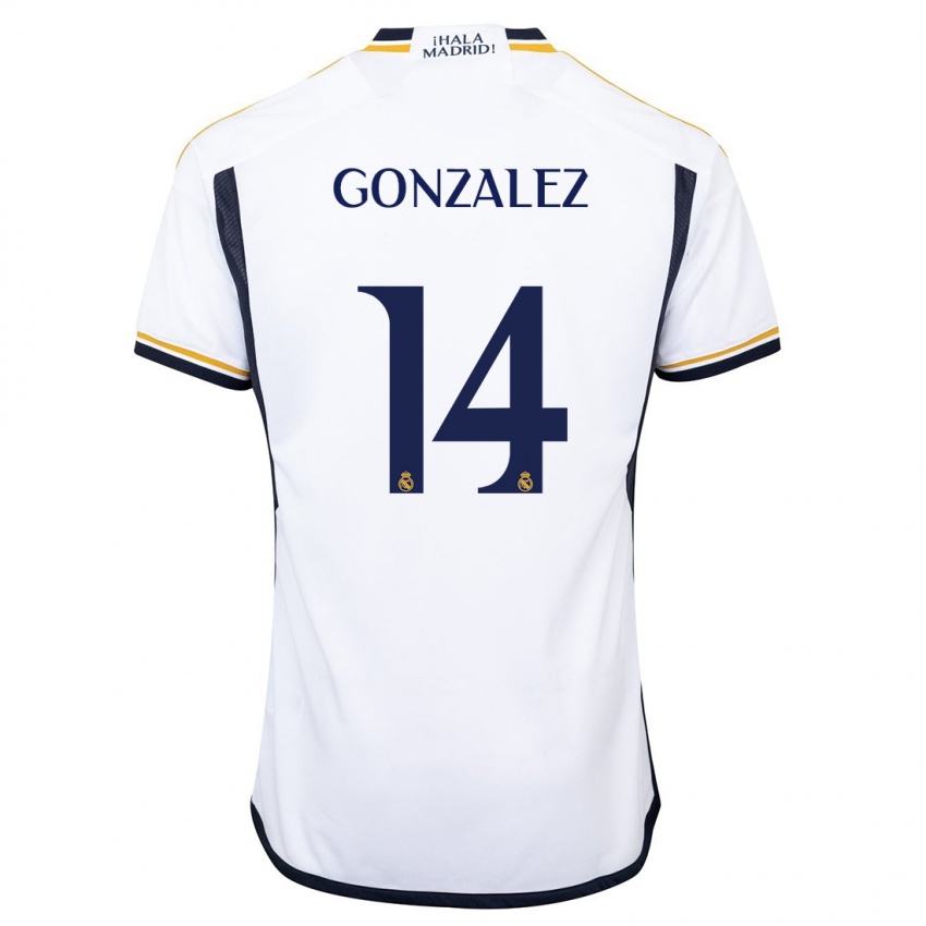 Mujer Camiseta David Gonzalez #14 Blanco 1ª Equipación 2023/24 La Camisa México