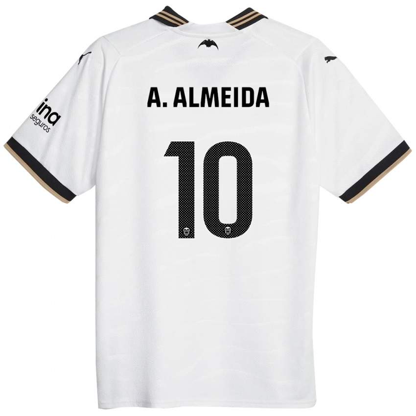 Mujer Camiseta André Almeida #10 Blanco 1ª Equipación 2023/24 La Camisa México