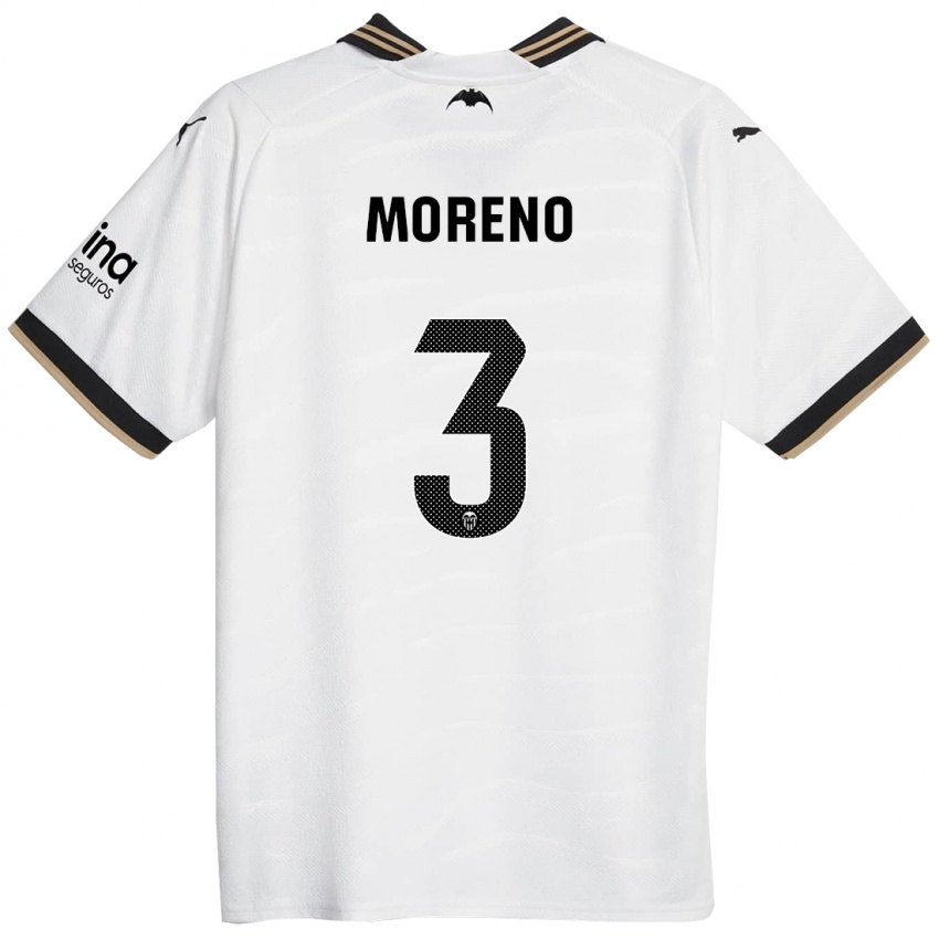 Mujer Camiseta Diego Moreno #3 Blanco 1ª Equipación 2023/24 La Camisa México