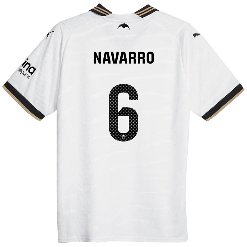 Mujer Camiseta Javi Navarro #6 Blanco 1ª Equipación 2023/24 La Camisa México