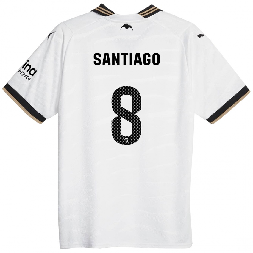 Mujer Camiseta Yellu Santiago #8 Blanco 1ª Equipación 2023/24 La Camisa México