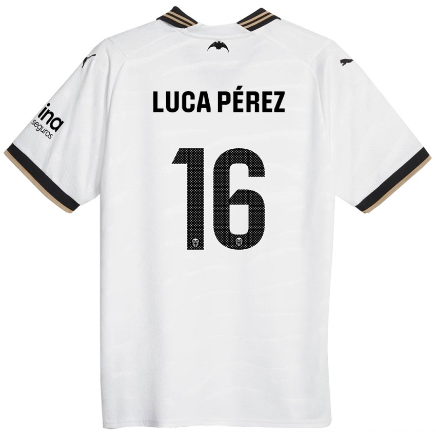 Mujer Camiseta Simón Luca Pérez #16 Blanco 1ª Equipación 2023/24 La Camisa México