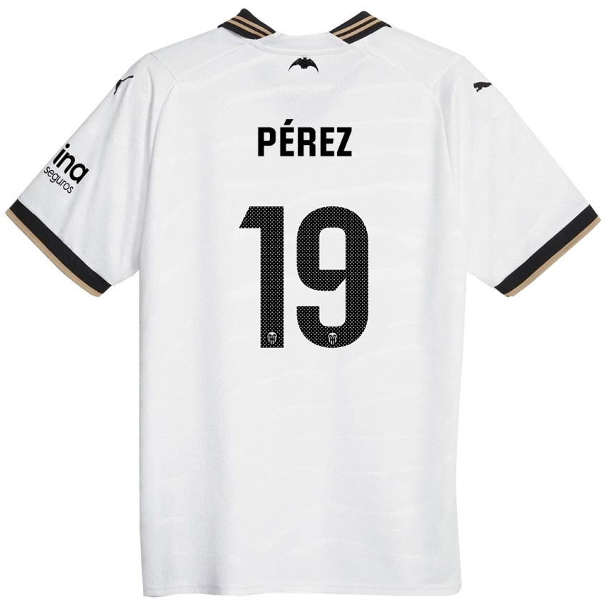 Mujer Camiseta Joselu Pérez #19 Blanco 1ª Equipación 2023/24 La Camisa México