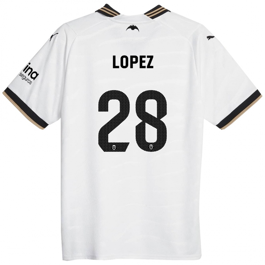 Mujer Camiseta Saray Lopez #28 Blanco 1ª Equipación 2023/24 La Camisa México