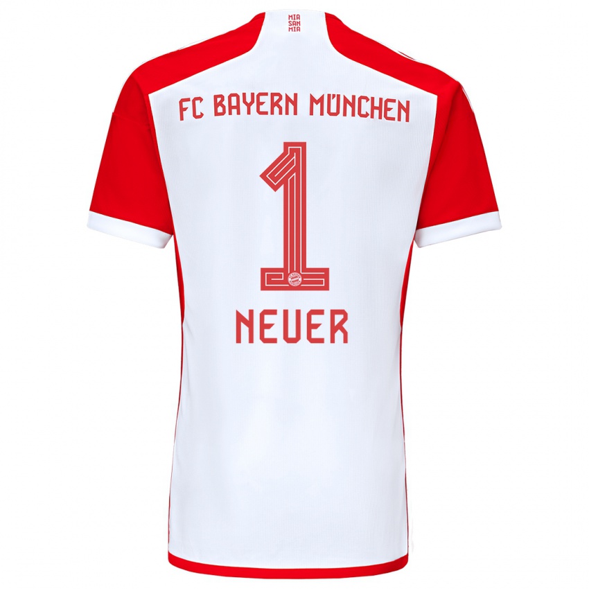 Mujer Camiseta Manuel Neuer #1 Rojo Blanco 1ª Equipación 2023/24 La Camisa México