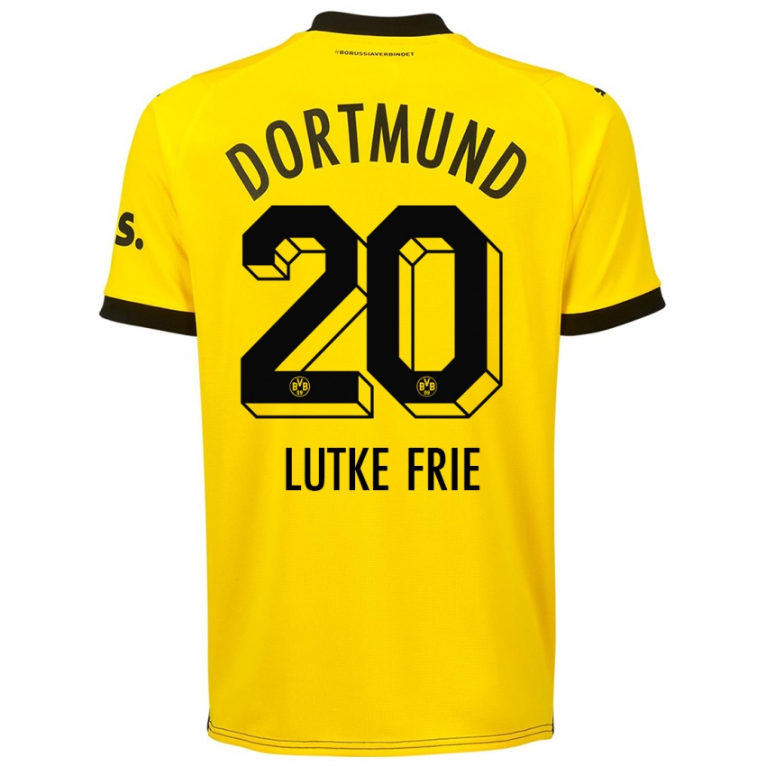 Mujer Camiseta Dennis Lutke-Frie #20 Amarillo 1ª Equipación 2023/24 La Camisa México