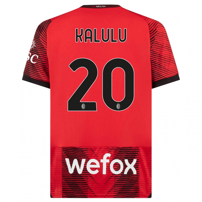 Mujer Camiseta Pierre Kalulu #20 Negro Rojo 1ª Equipación 2023/24 La Camisa México