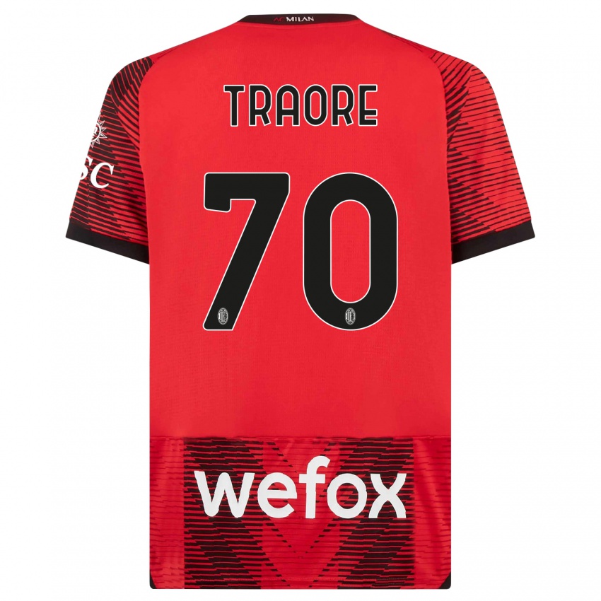 Mujer Camiseta Chaka Traore #70 Negro Rojo 1ª Equipación 2023/24 La Camisa México