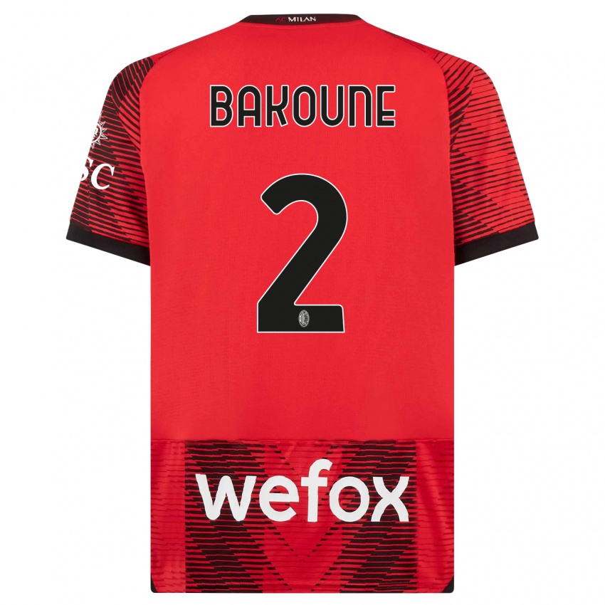 Mujer Camiseta Adam Bakoune #2 Negro Rojo 1ª Equipación 2023/24 La Camisa México