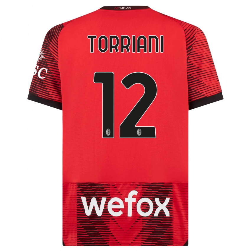 Mujer Camiseta Lorenzo Torriani #12 Negro Rojo 1ª Equipación 2023/24 La Camisa México