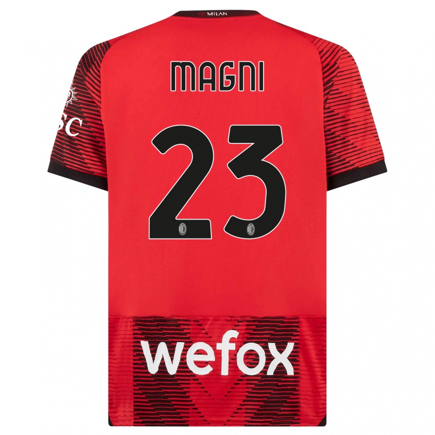 Mujer Camiseta Vittorio Magni #23 Negro Rojo 1ª Equipación 2023/24 La Camisa México