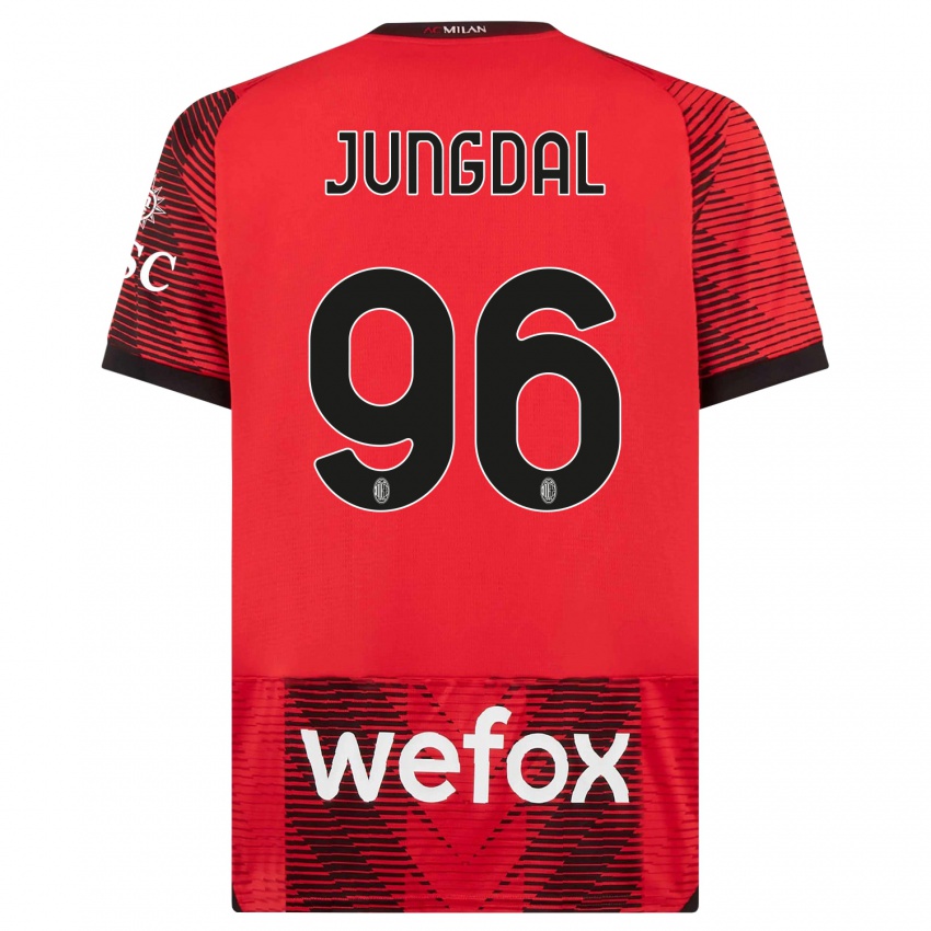 Mujer Camiseta Andreas Jungdal #96 Negro Rojo 1ª Equipación 2023/24 La Camisa México