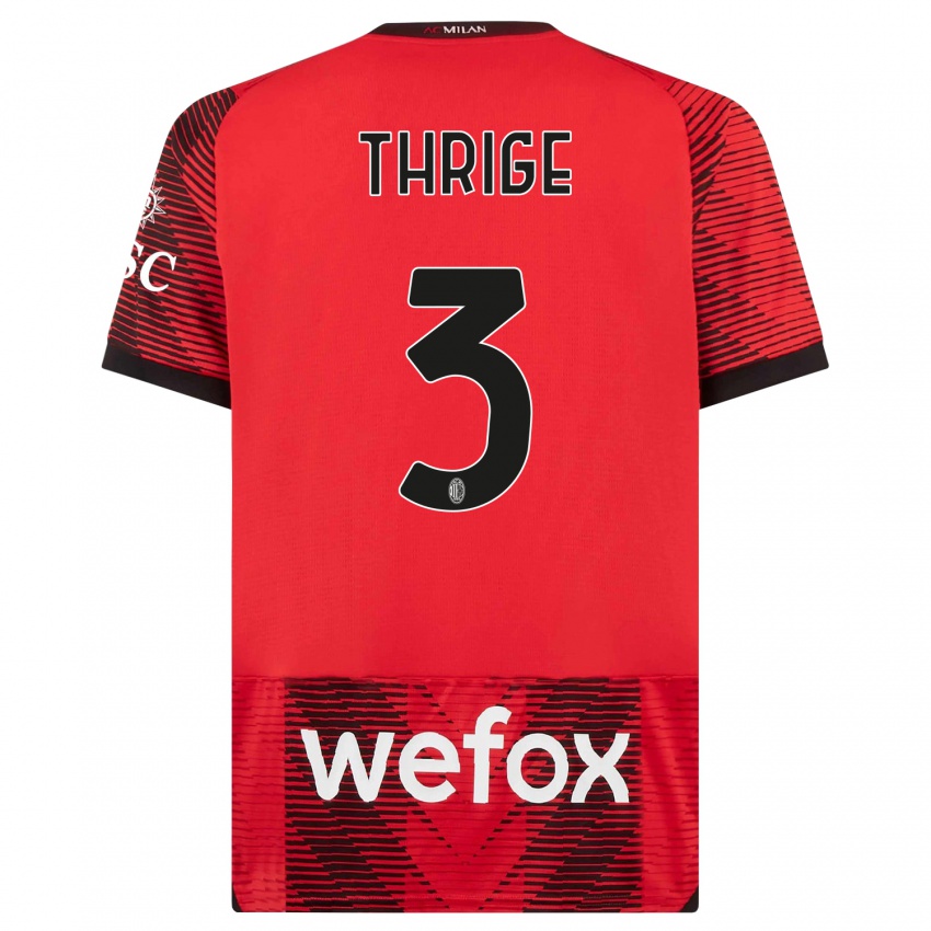 Mujer Camiseta Sara Thrige #3 Negro Rojo 1ª Equipación 2023/24 La Camisa México