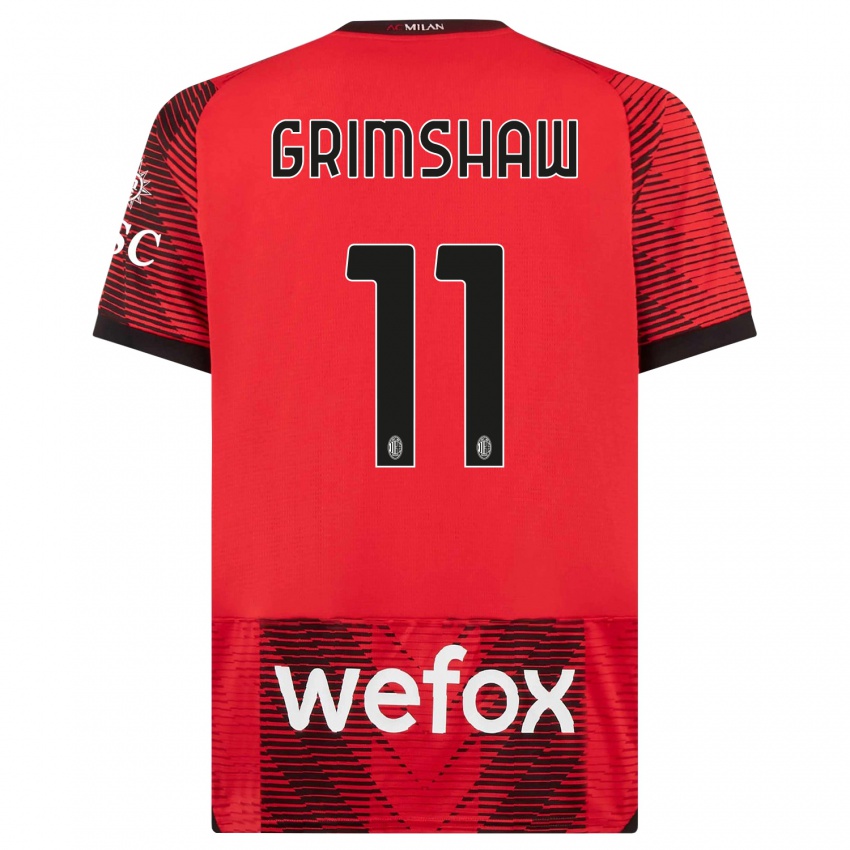 Mujer Camiseta Christy Grimshaw #11 Negro Rojo 1ª Equipación 2023/24 La Camisa México