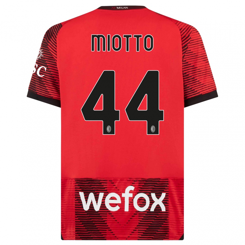 Mujer Camiseta Giorgia Miotto #44 Negro Rojo 1ª Equipación 2023/24 La Camisa México