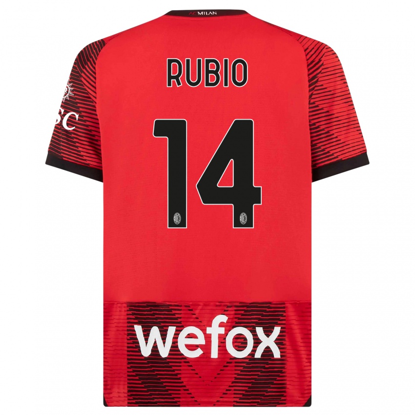 Mujer Camiseta Silvia Rubio #14 Negro Rojo 1ª Equipación 2023/24 La Camisa México